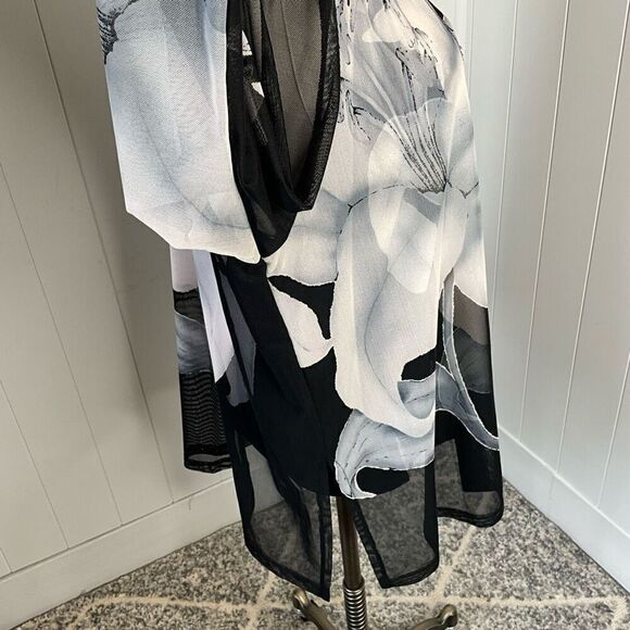 Vintage Clara S Womens Size Medium 2 Piece Tank & Jacket Black Floral Flowy - Picture 5 of 15